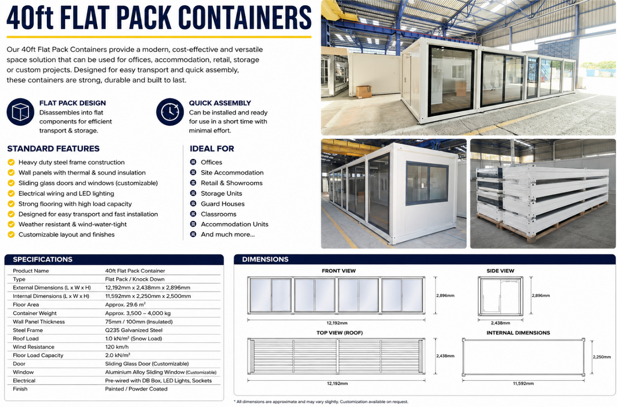 40ft Glass Flat Pack Containers