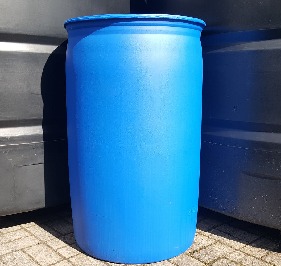 Used 210 Litre Close Top Blue Plastic Drum