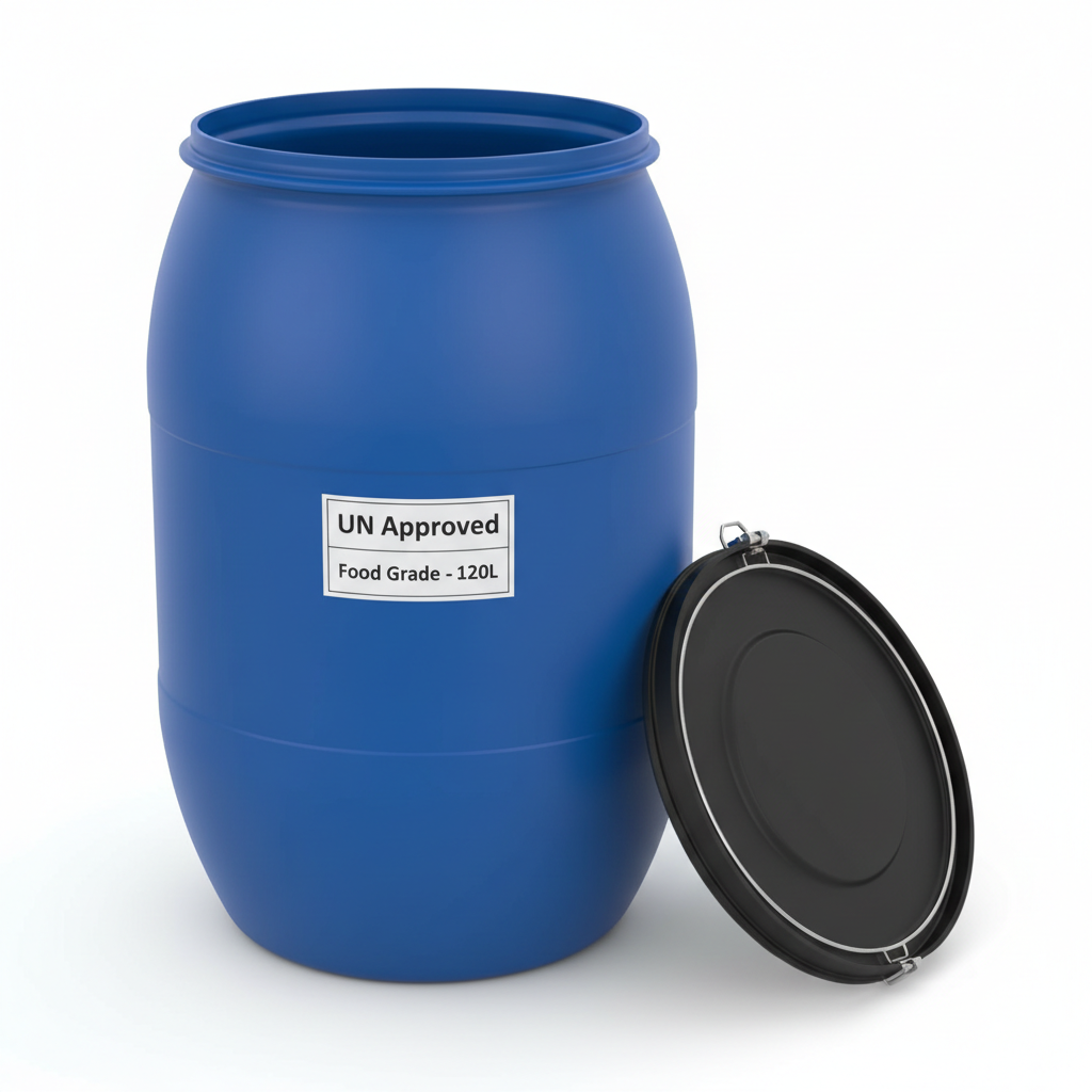FOOD GRADE 120 Liter BRAND NEW UN Approved Open Top Blue Plastic