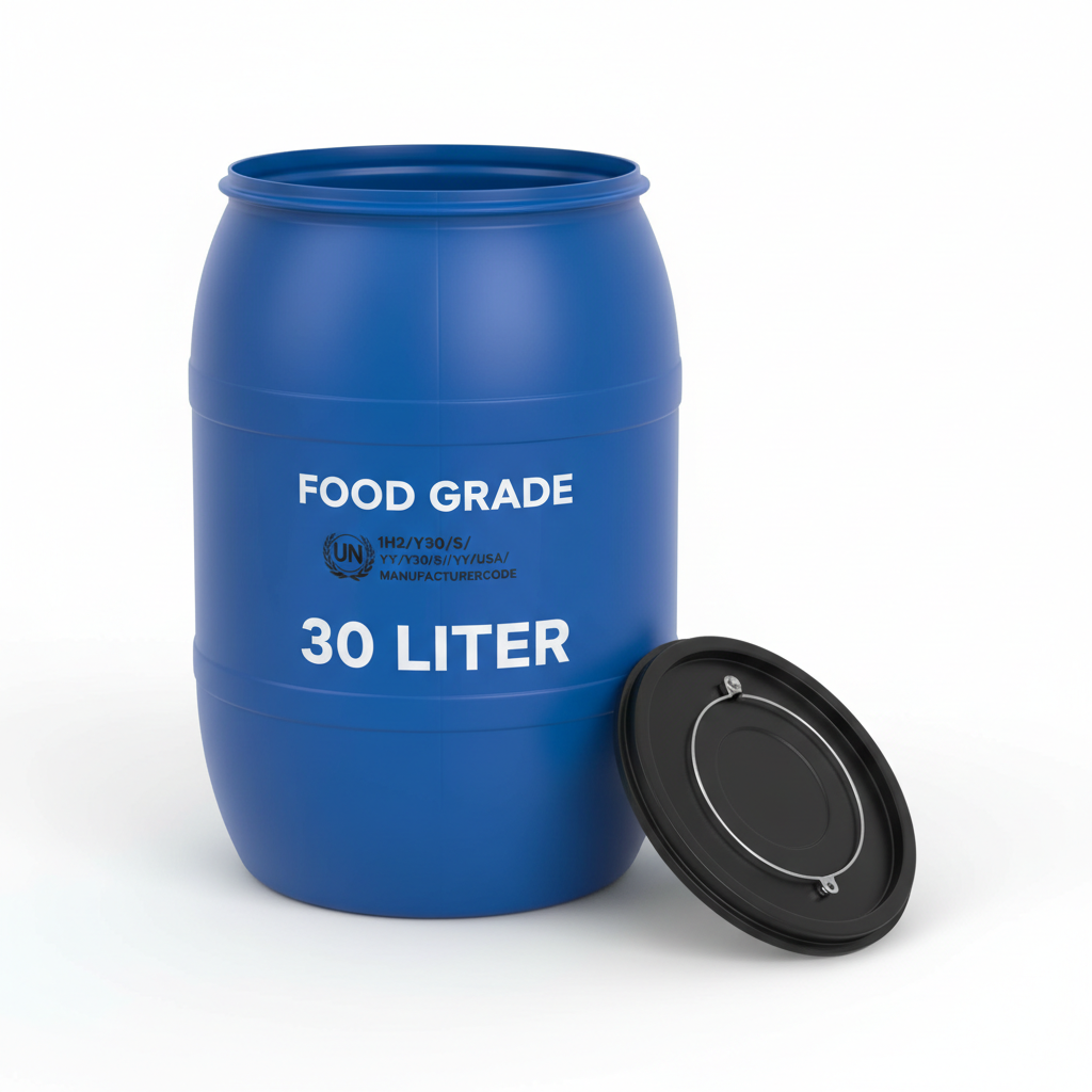FOOD GRADE 30 Liter BRAND NEW UN Approved Open Top Blue Plastic