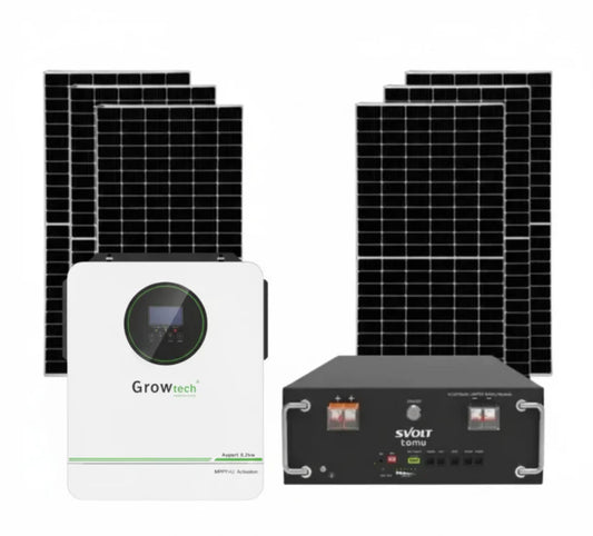 Growtech 6.2kW Solar System Pure Sine Wave Inverter (With Battery)