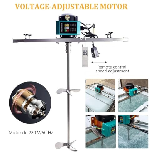 Industrial Electric IBC Tote Mixer 1500W Electric Paint Mixer with 304 Stainless Steel Agitator, Adjustable60-120cm Stand, Smart Controller For265-Gallon Tank(1500W,H85cm/33.4in)