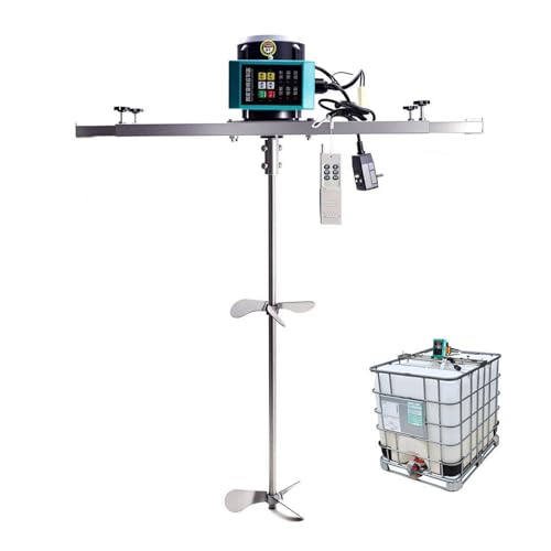 Industrial Electric IBC Tote Mixer 1500W Electric Paint Mixer with 304 Stainless Steel Agitator, Adjustable60-120cm Stand, Smart Controller For265-Gallon Tank(1500W,H85cm/33.4in)