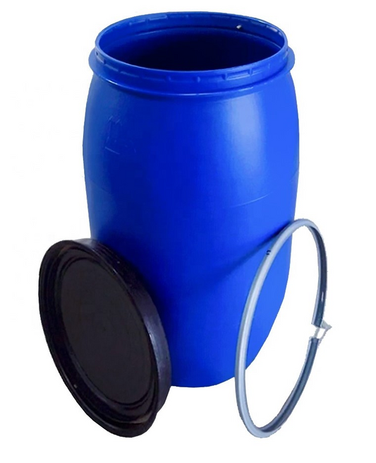 New 150 Litre Open Top Blue Plastic Drum