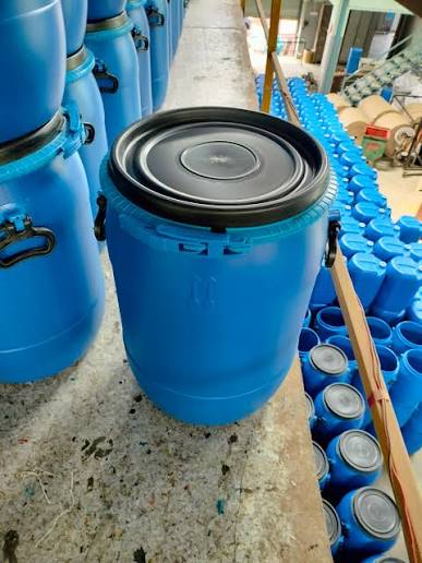 New 50 Litre Open Top Blue Plastic Drum
