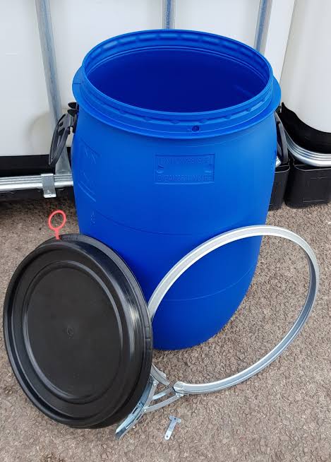 New 120 Litre Open Top Blue Plastic Drum