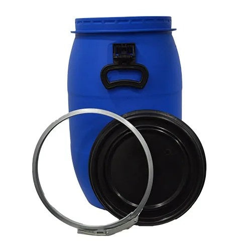 New 30 Litre Open Top Blue Plastic Drum