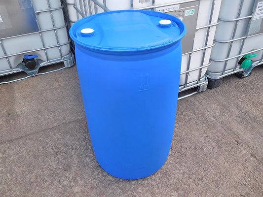 Used 210 Litre Close Top Blue Plastic Drum