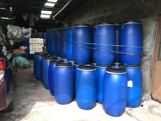 Used 210 Litre Open Top Blue Plastic Drum