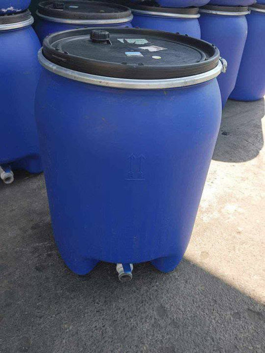 Used 300 Litre Open Top Blue Plastic Drum