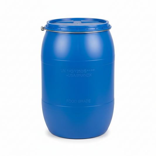 FOOD GRADE 250 Liter BRAND NEW UN Approved Open Top Blue Plastic