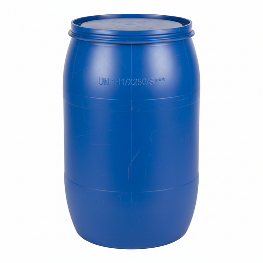 FOOD GRADE 250 Liter FAIRLY USED UN Approved Close Top Blue Drums